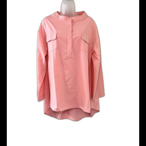 NWT La Mode Pink V-Neck Pullover Blouse XL Long Sleeve 3 Button